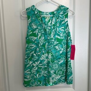 Lilly Pulitzer botanical green safari sangria top
